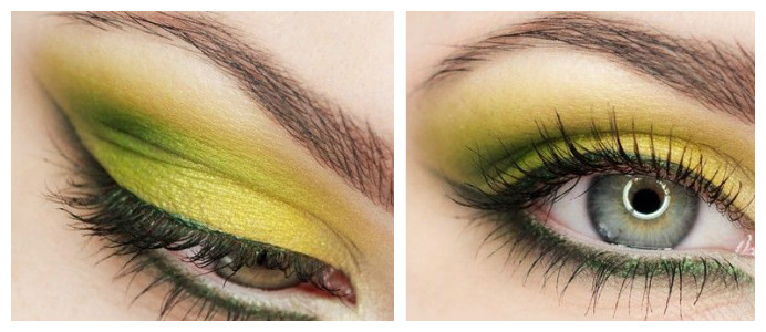 макияж в желто-зеленых тонах